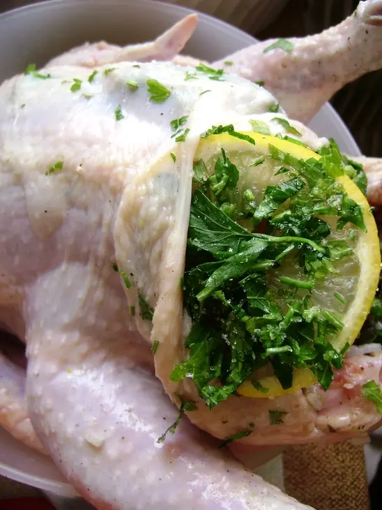 Нежная лимонная курица, фаршированная рисом с потрошками. к воскресному обеду. фм: шаг 3