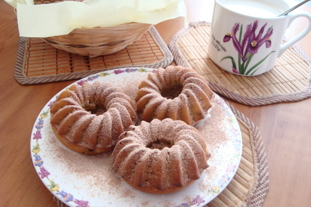 Пшенные кексы с тыквенным пюре и изюмом с зелёным чаем со сливками.завтрак: шаг 8