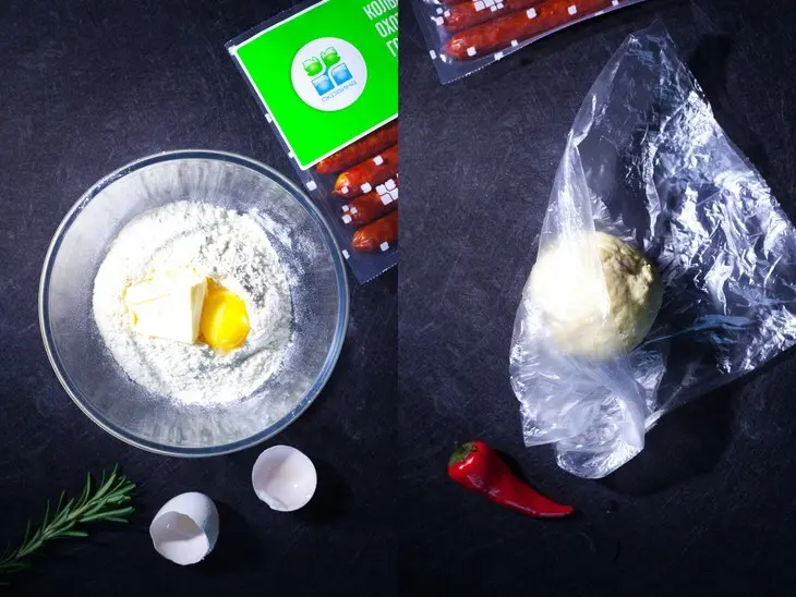 Тарт с охотничьими колбасками и овечьим сыром: шаг 1