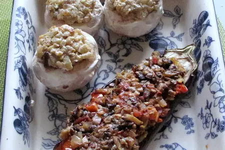Баклажаны, фаршированные шампиньонами и шампиньоны, фаршированные баклажанами: шаг 9