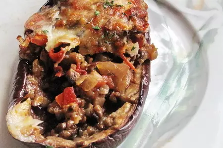 Баклажаны, фаршированные шампиньонами и шампиньоны, фаршированные баклажанами: шаг 14