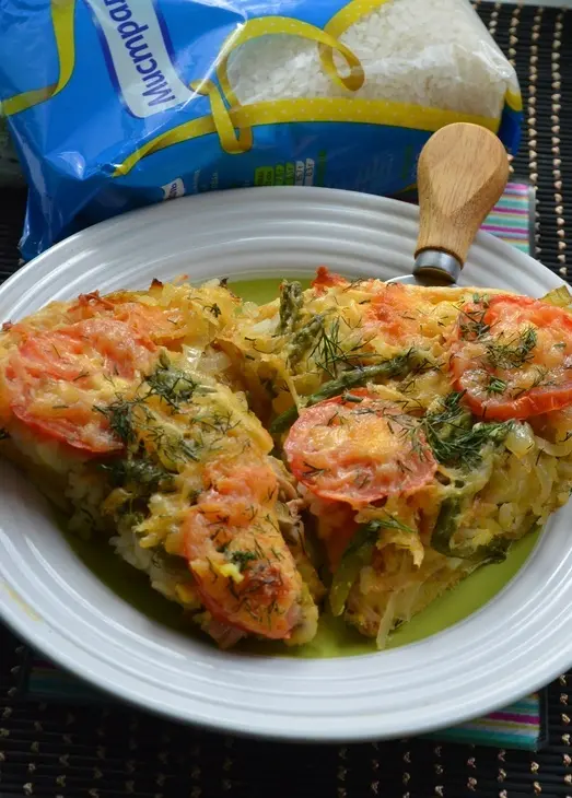 Пицца с рисом, курицей и спаржей: шаг 9