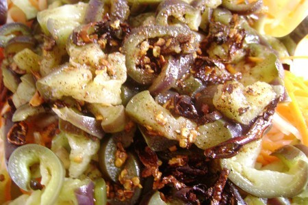 Острый салат из капусты с баклажанами : фото шаг 4