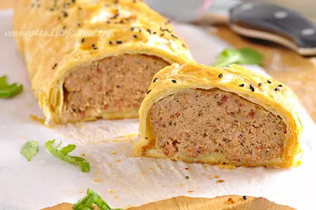 Мясной рулет «домашний» в слоёном тесте. тест-драйв с окраиной: шаг 6