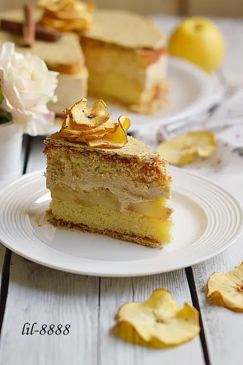 Яблочный торт с карамельным баварским муссом с корицей: шаг 16