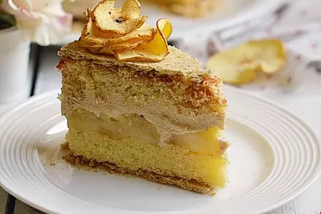 Яблочный торт с карамельным баварским муссом с корицей: шаг 16