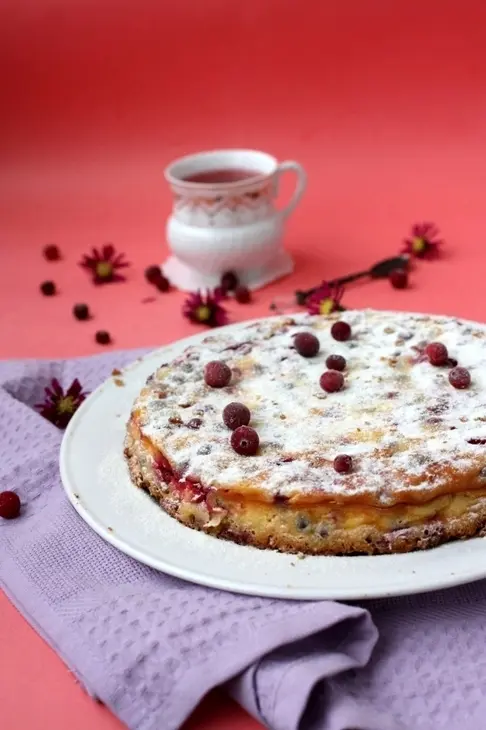 Творожный пирог с овсяными хлопьями и клюквой: шаг 5