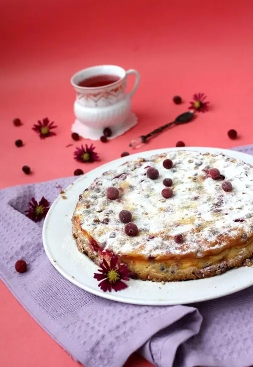 Творожный пирог с овсяными хлопьями и клюквой: шаг 6