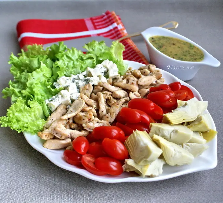 Салат с курицей, артишоками и сыром дорблю: шаг 5