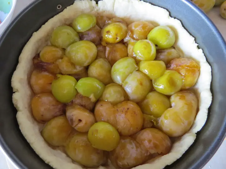 Песочный пирог с творожной начинкой и сливами: шаг 5