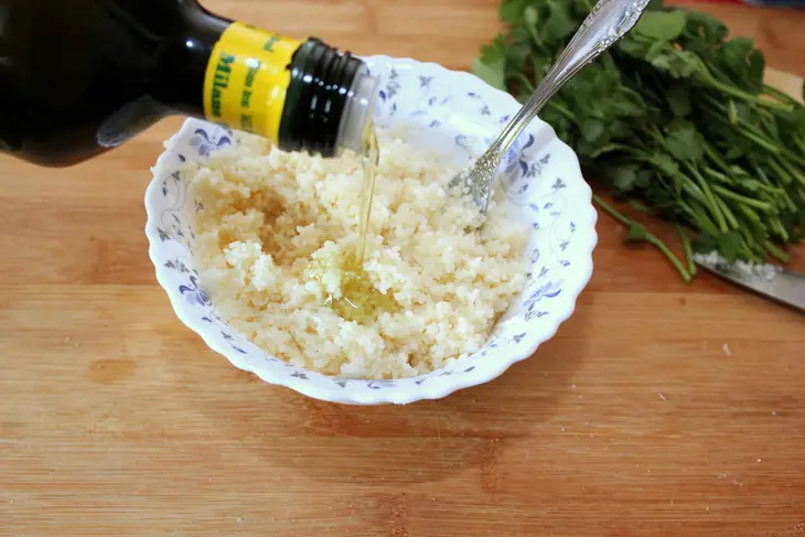 Сладкие перцы фаршированные кускусом с грибами и фетой: шаг 5