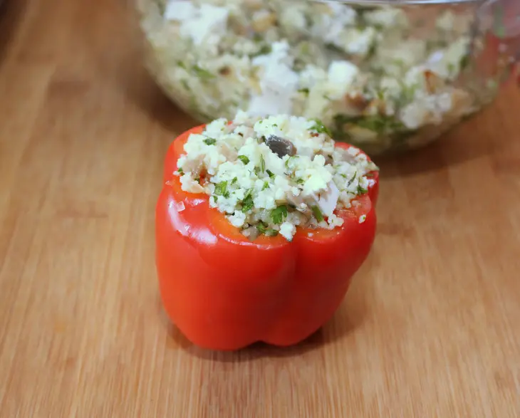 Сладкие перцы фаршированные кускусом с грибами и фетой: шаг 9