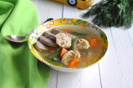 Суп с уткой, стручковой фасолью и клёцками с ржаными отрубями: шаг 7