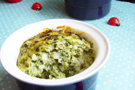 Детская запеканка с рисом шпинатом и курицей: шаг 8