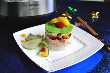 Закусочный суши-торт с сырным кремом: шаг 14