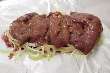 Ароматная куриная печень,запеченная в фольге - новогоднее спасибо викуле-passion1963: шаг 5