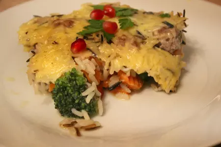 Запеканка из овощей, риса акватика микс и мясных фрикаделек: шаг 14