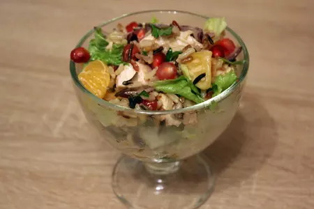 Салат для гурманов с курицей, мандаринами и рисом акватика color mix: шаг 6