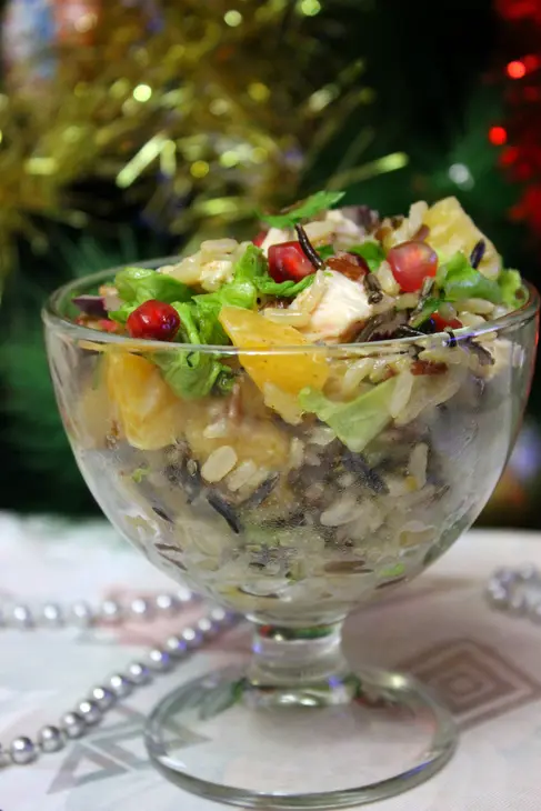 Салат для гурманов с курицей, мандаринами и рисом акватика color mix: шаг 7