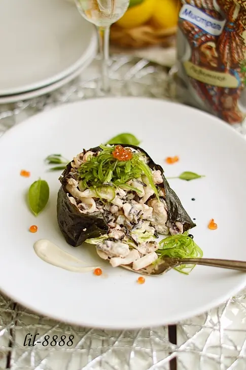 Салат из морепродуктов с черным рисом: шаг 5