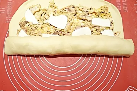 Рулет с курицей, рисом и моцареллой: шаг 13
