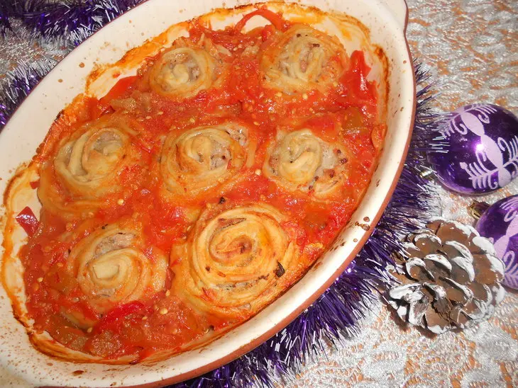 Штрудли с мясом, рисом басмати и киноа в овощном соусе: шаг 9