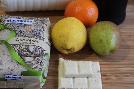 Пудинг с басмати и quinoa mix, с белым шоколадом и фруктами пашот : шаг 1
