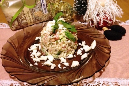Рисовый салат с лососем "на белом-белом покрывале января": шаг 6