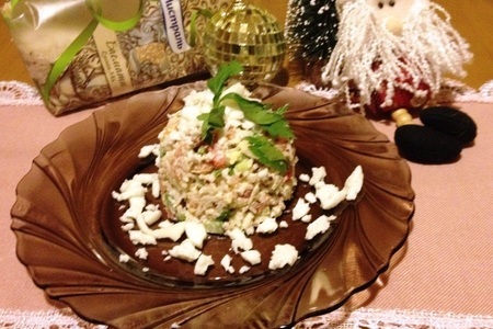 Рисовый салат с лососем "на белом-белом покрывале января": шаг 7