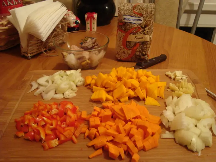 Морепродукты с овощами и киноа: шаг 2