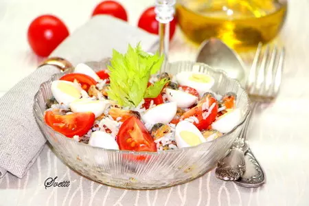 Салат с рисом басмати quinoa mix и молочными мидиями: шаг 7