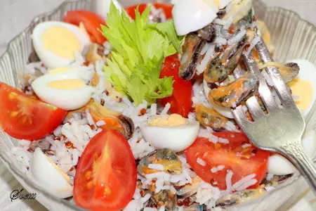 Салат с рисом басмати quinoa mix и молочными мидиями: шаг 9