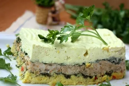 Трёхслойная запеканка с овощами, творогом и куриным филе: шаг 9