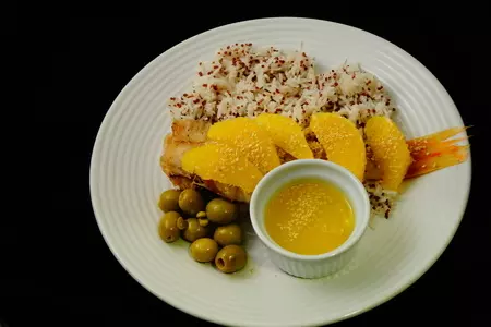Окунь на пару с апельсином, рисом и киноа: шаг 4