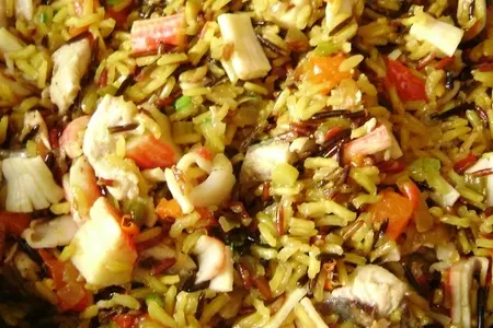 Паэлья с рыбой и рисом акватика color mix: шаг 8