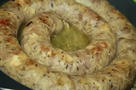 Домашняя колбаска с куриными потрошками и сыром: шаг 8