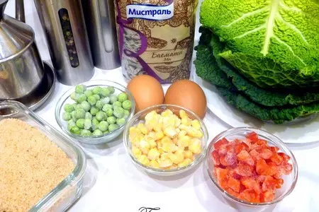 Капустный "шницель" фаршированный рисом с овощами: шаг 1