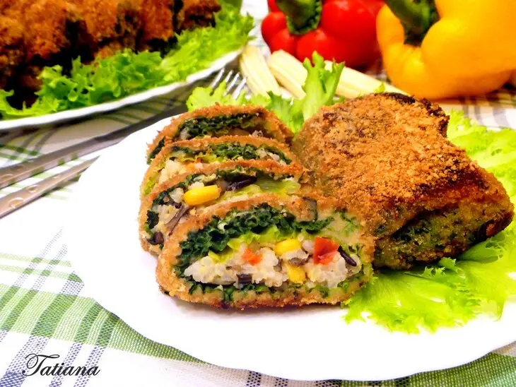 Капустный "шницель" фаршированный рисом с овощами: шаг 5