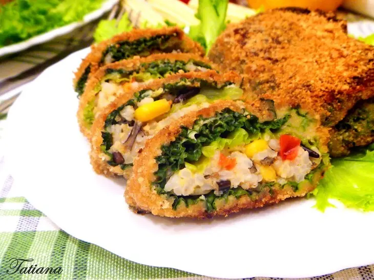 Капустный "шницель" фаршированный рисом с овощами: шаг 6