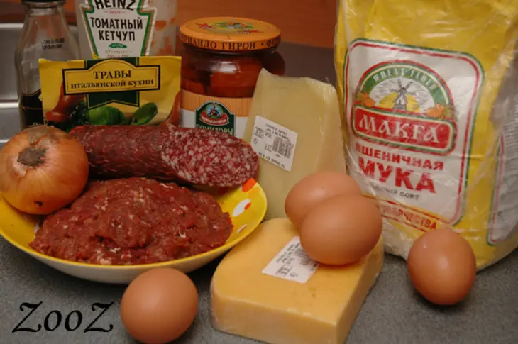 Лазанья с салями и мясом: шаг 1