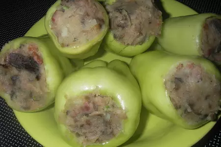 Перец фаршированный беконом, картофелем и грибами: шаг 6