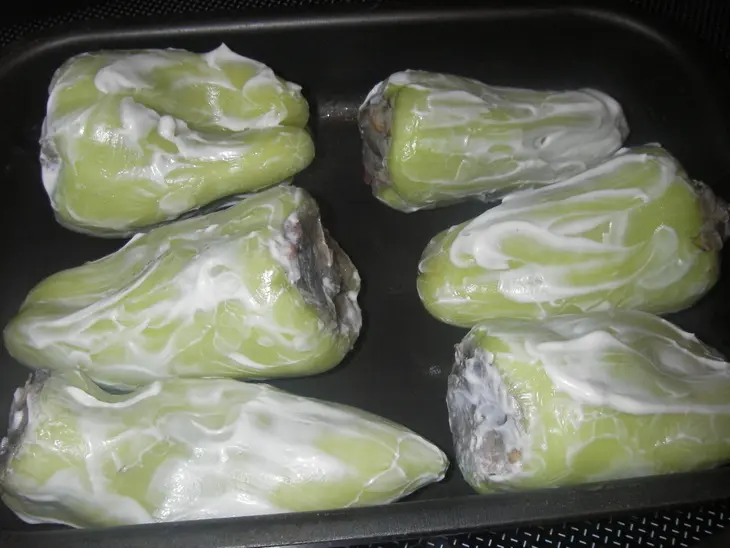 Перец фаршированный беконом, картофелем и грибами: шаг 7