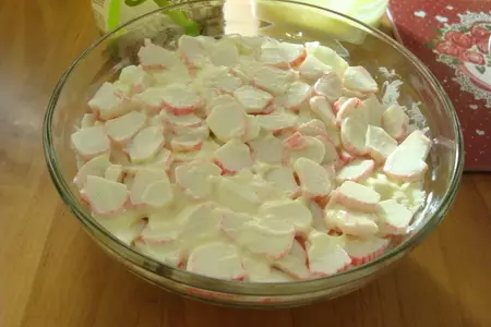 Салат из риса с киноа и морской капусты с крабовыми палочками с домашним майонезом: шаг 8