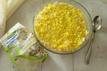 Салат из риса с киноа и морской капусты с крабовыми палочками с домашним майонезом: шаг 9