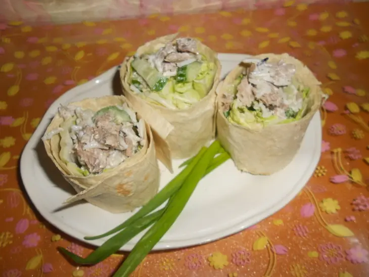 Салат с рисом и говядиной в лаваше: шаг 8