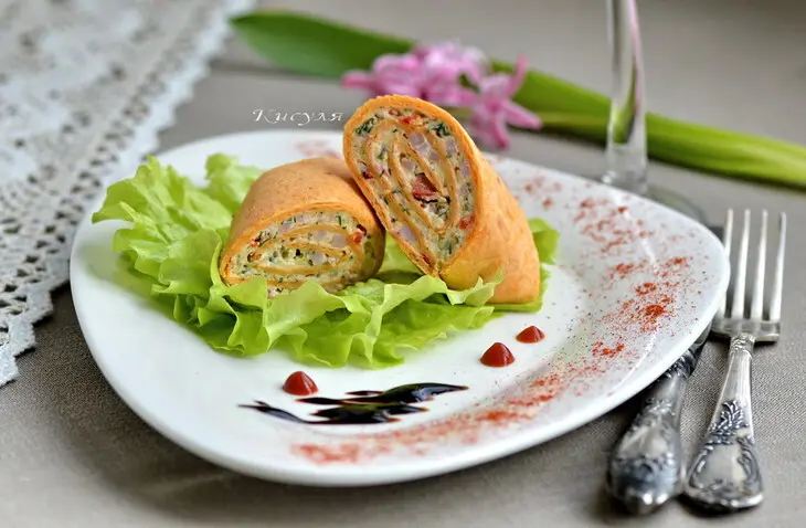 Мини-рулеты с ветчиной и овощами: шаг 8