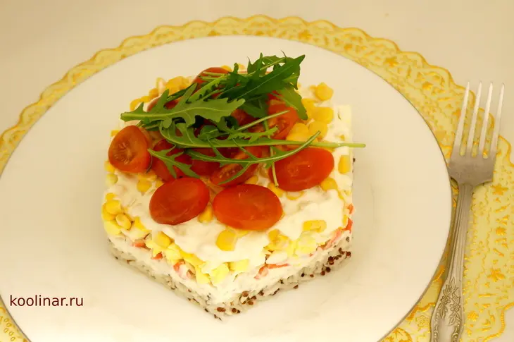 Салат с крабовыми палочками, рисом и киноа: шаг 4