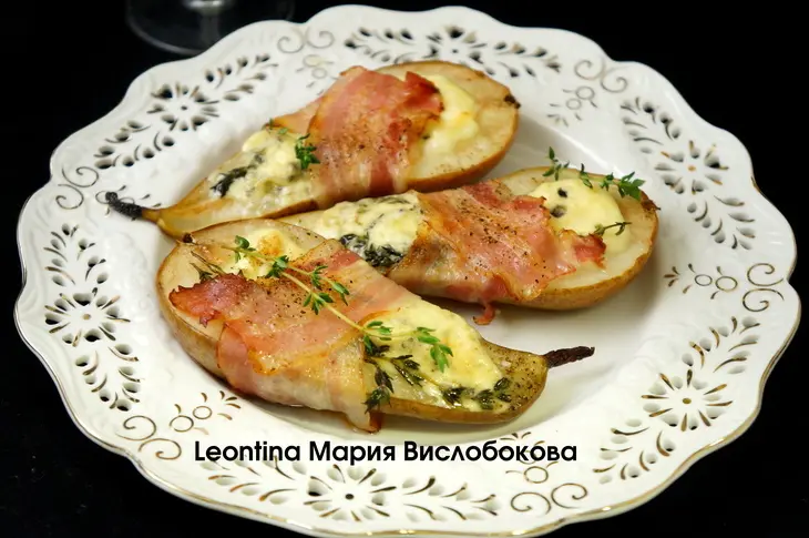 Груши, запеченные в беконе с сыром и тимьяном: шаг 5