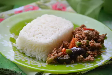 Рис с куриным фаршем, овощами и тофу: шаг 6