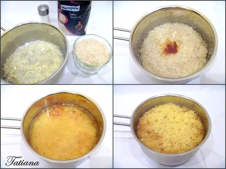 Шафрановый рис с форелью под мятно-гороховым соусом: шаг 2